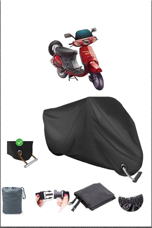 Black Honda Kineticdx Durable Lock Compatible Waterproof Motorcycle Tarpaulin