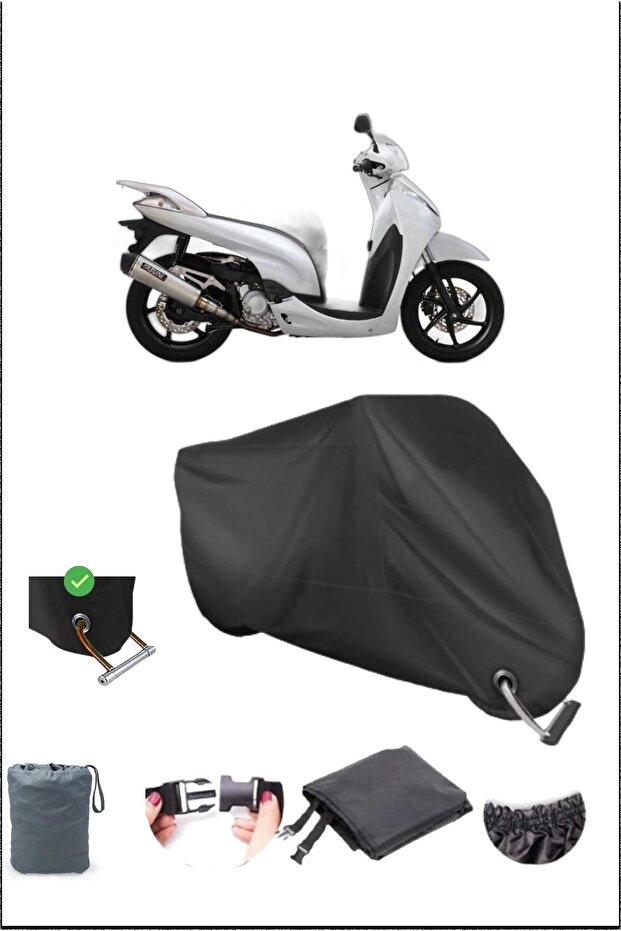 Black Honda Sh300 Durable Lock Compatible Waterproof Motorcycle Tarpaulin