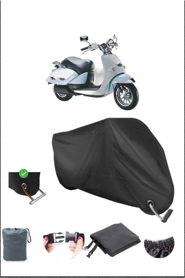 Black Aprılıa Mojito125Custom Durable Lock Compatible Waterproof Motorcycle Tarpaulin