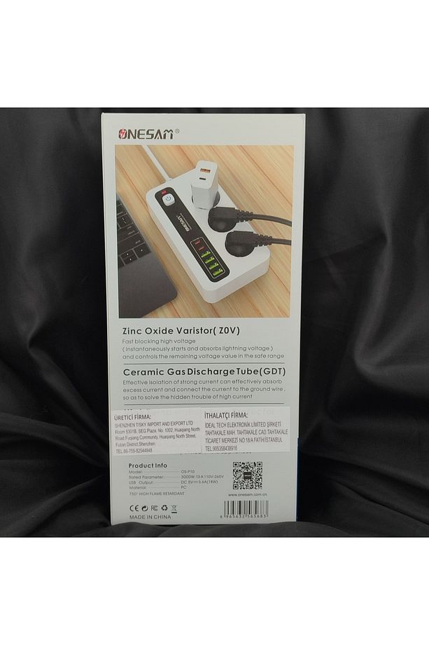 Akım Korumalı Type C ve Usb Çıkışlı Üçlü Priz - 2