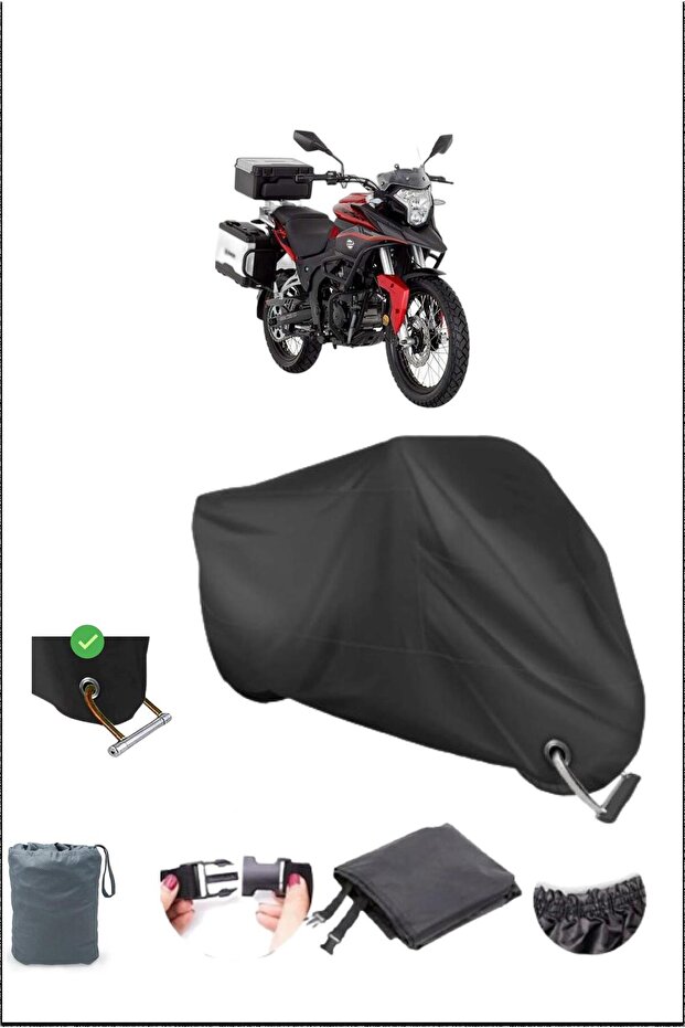 Black Mondıal Rx3Ievo-Abs Durable Lock Compatible Waterproof Motorcycle Tarpaulin