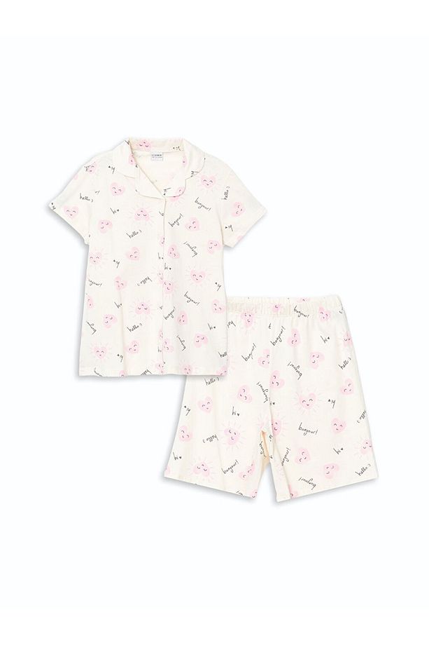 LCW Kids Gömlek Yaka Kız Çocuk Şortlu Pijama Takımı - 1