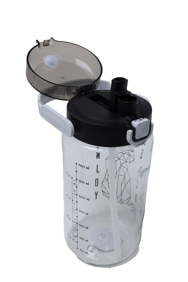 1,5LT BASKILI BEJ PİPETLİ SU MATARASI - 3