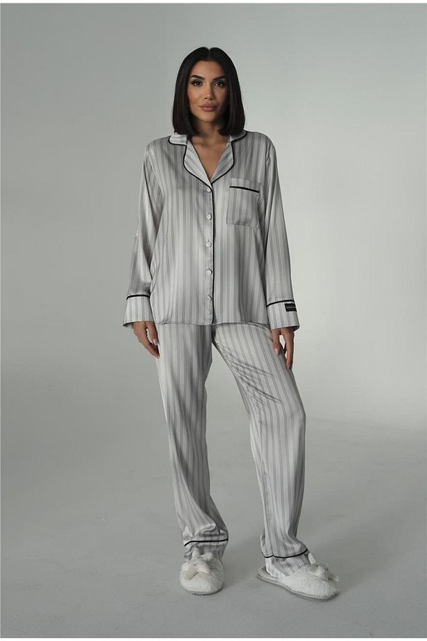 Sogni Lineari Saten Uzun Pijama Takımı LDK07 - 5