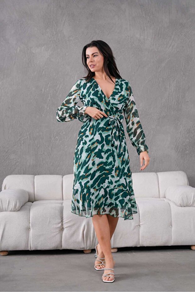 Şifon Elbise Midi Boy - 1