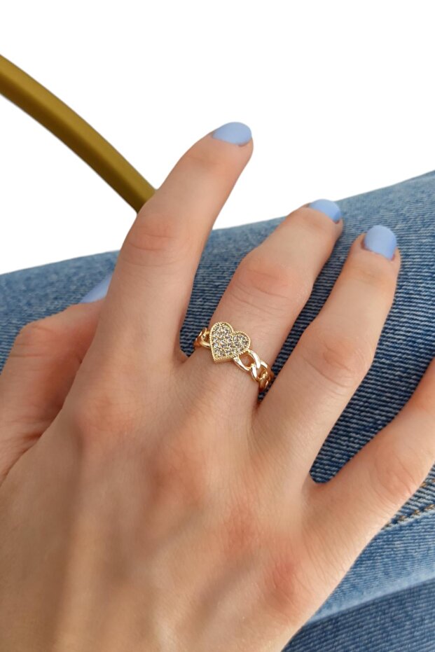 خاتم على شكل قلب من الحجر الفاخر - 1