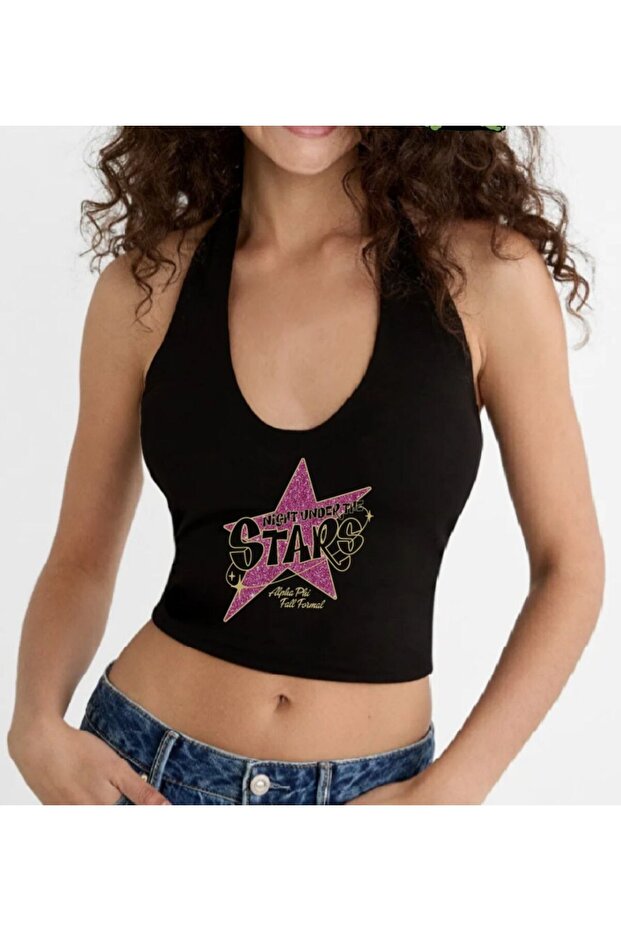 Black Pinterest Bratz Tie-Down Y2K Lycra Tight Crop Top Blouse
