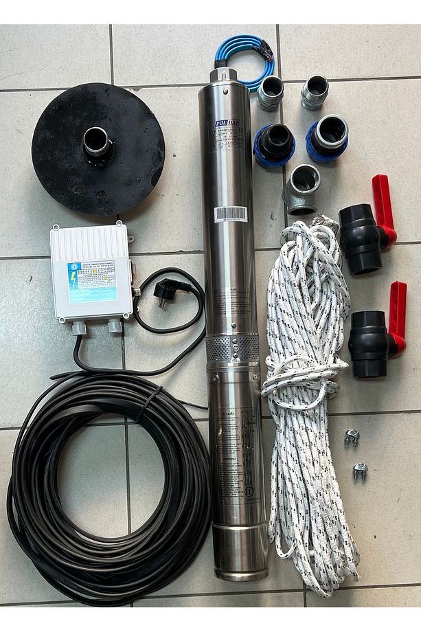 Pan 404/14 1,5 Hp220V30 Mt 3x2,5 Yassı TSE Li Bakır Kablolu Panolu 30 Mt Halat Çift Vanalı - 1