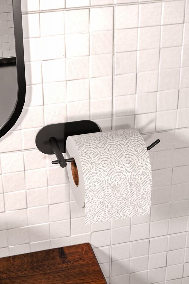 Paslanmaz Çelik Siyah Tuvalet Kağıtlığı / Yapışkanlı Sistem Tuvaletkağıtlık Siyah - 2