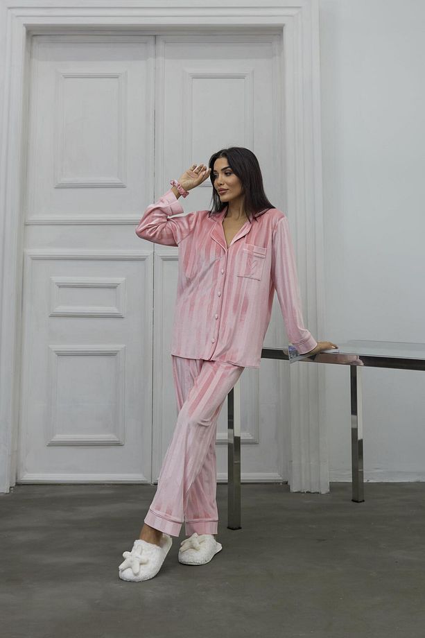 Tocco Scintillante Pudra Kadife Uzun Pijama Takımı - 2
