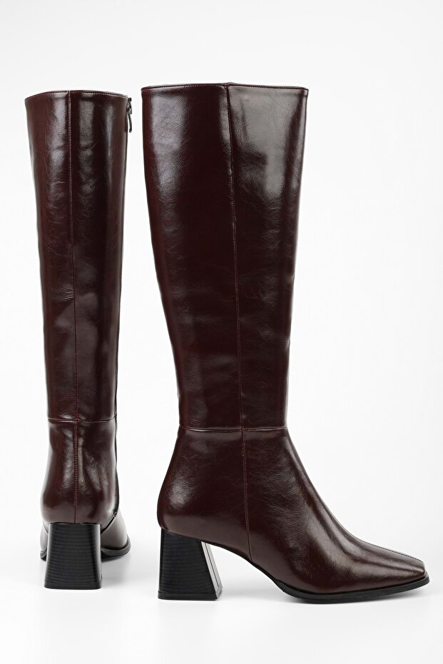 Dámske čižmy Stall Claret Red s tupou špičkou - 5