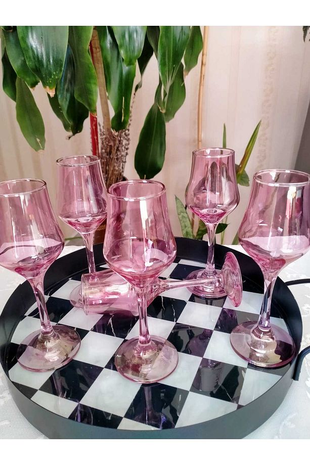 Pembe Kahve Yanı Su Bardak Takımı Kadeh Takımı 135 Cc - 2