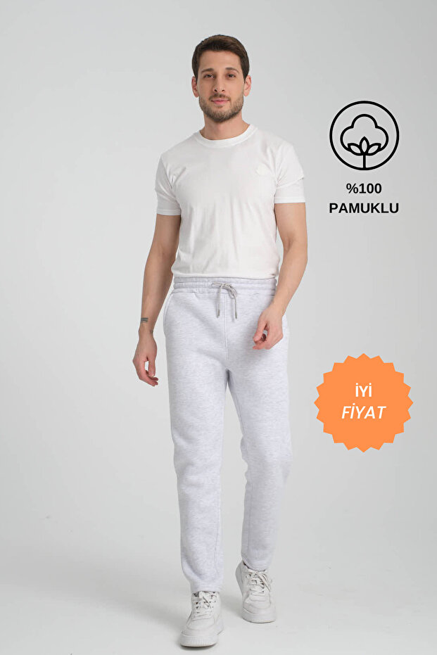 Gray 3 Thread Ş Fleece-Lined Winter Cold-Proof Thick Premium Quality Men's Sweatpants