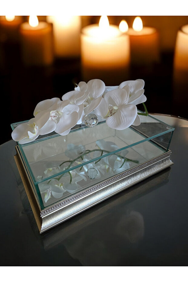 Promise Engagement Chocolate Dowry Box 20*30 Wooden Edge Mirrored Base Glass Box