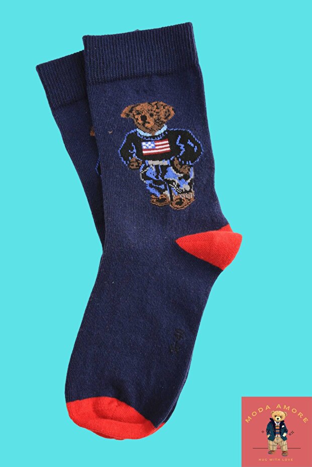 Teddy Bear Patterned Cotton Trend Socks 444 - 1