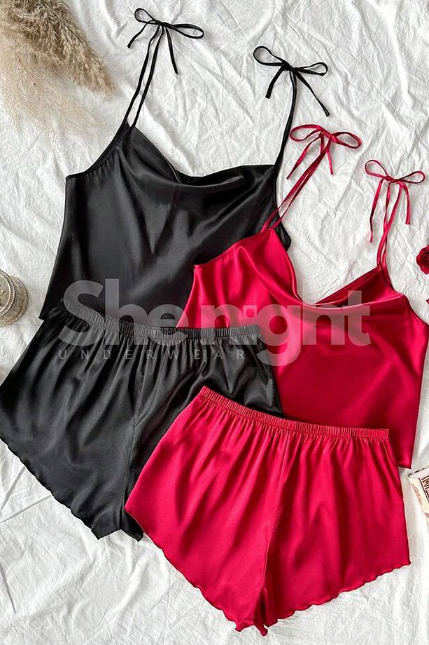 Pijama Takımı Şortlu Gecelik Sabahlık Takımı - 1