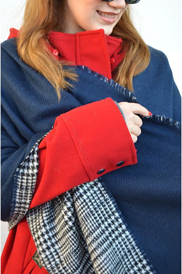 Reversible Navy Blue Shoulder Shawl Winter Scarf Navy Color Shawl