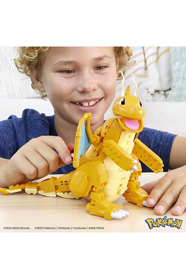 MEGA™ Pokémon™ Dragonite Çocuklar için büyük ölçekli figür ve hareketli yapı seti (388 parça) HKT25 - 5