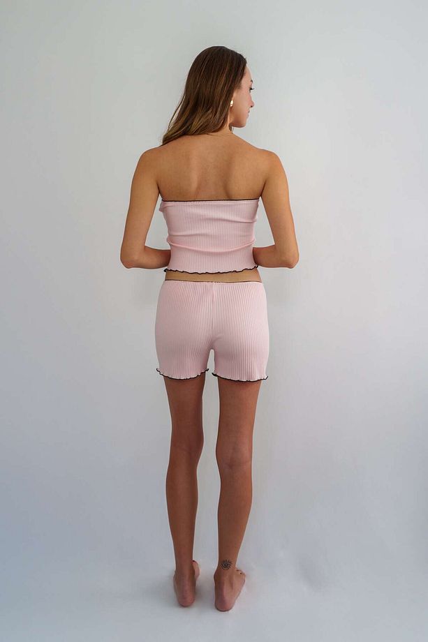 Sakura Pembe Örme Şortlu Pijama Takımı - 5