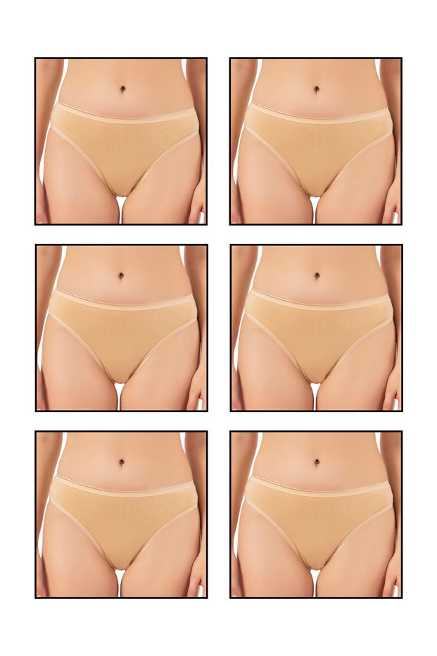 Özkan 6120 Pack of 6 Women's Cotton Lycra Single Jersey Flexible Comfortable Slip Panties