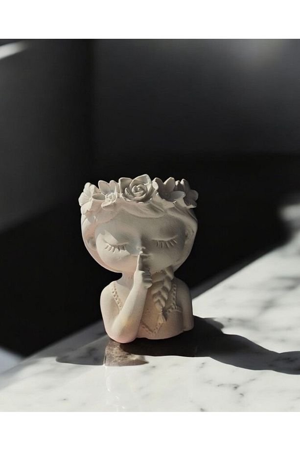 & Home Çiçekli Kız Dekoratif Vazo Pinterest Vazo Sukulent Saksısı 2 Adet - 2
