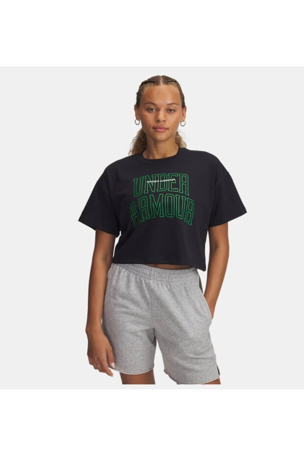 Women's Ua Varsity Mix Heavyweight Short Sleeve Crop T-Shirt