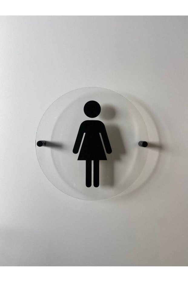 Wc Sign Transparent Plexi over Black Matte Foil Cut 15X15 cm