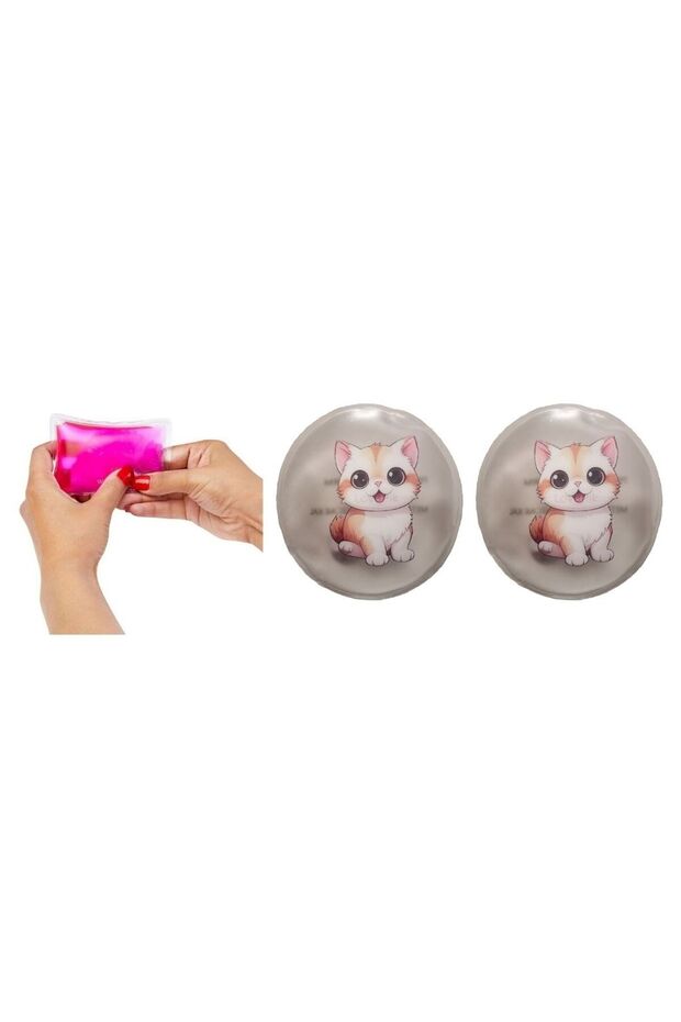 SEVİMLİ KEDİ CEP SOBASI,EL ISITICI,2 ADET SICAK SU TORBASI PVC 9cm - 2