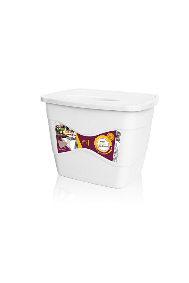 | Practical Lid Trash Can, White, Attachable to Cabinet Doors
