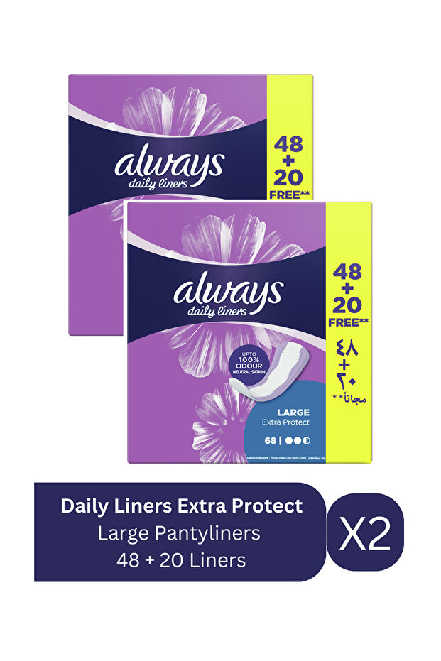 Extra Protect Panty Liners | Large | 68 pcs | Twin Pack