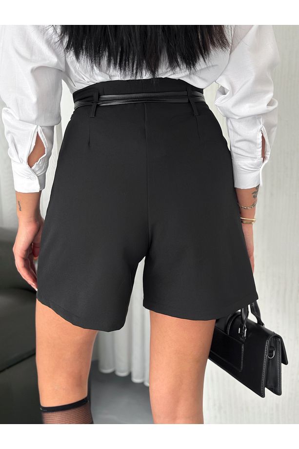 KEMERLİ ŞORT / KADIN ŞEHİR BOY ŞORT / KUMAŞ ŞORT - 7