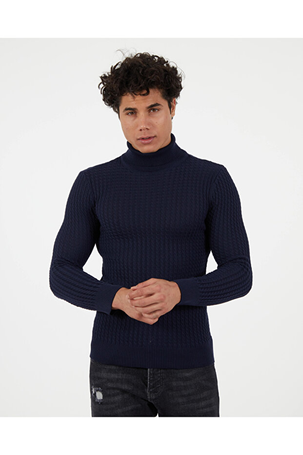 Slim Fit Natural Cotton Turtleneck Sweater Non Pilling Comfortable Stretchy Slim Fit Knitwear Sweater