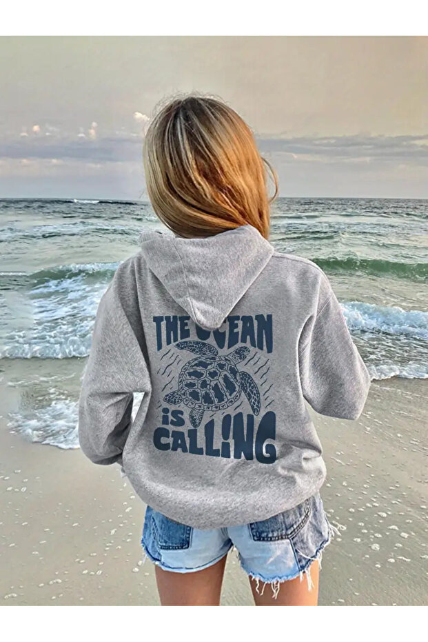 Turtle Patterned Hooded Sweatshirt - 2