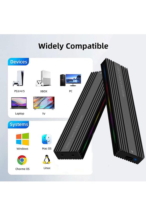 3146 M.2 Nvme Ssd Type C Usb 3.2 Gen 2 10 Gbps Rgb Ledli Disk Kutusu - 4