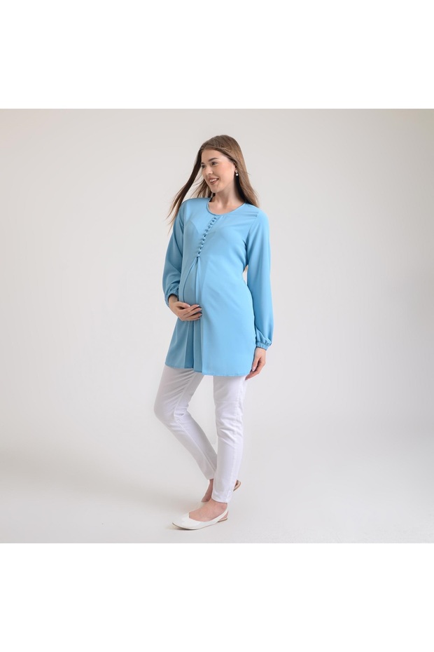 Mavi Hamile / Emzirme Bluz - 1
