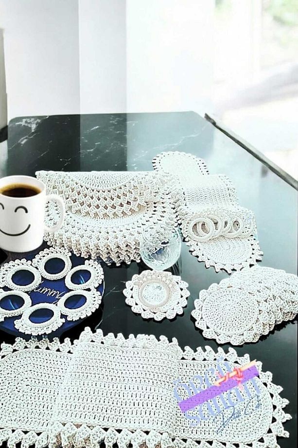 Örgü Cotton Makrome 12 Kişilik Supla Takımı - 2