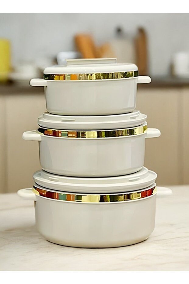 مجموعة حافظات طعام لحفظ الحرارة مكونة من 3 قطع (1000، 1500، 2500) مل - 1