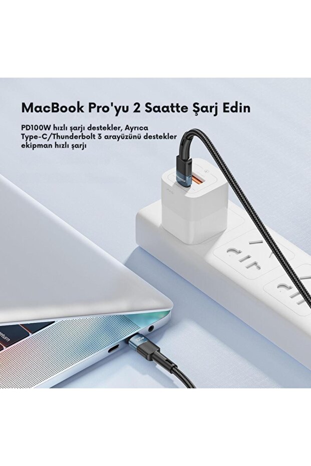 0.50cm Pd 100w Qc4.0 Süper Hızlı Type C To Type C Şarj Data Kablosu, Akım,ısı, Batarya Korum - 3