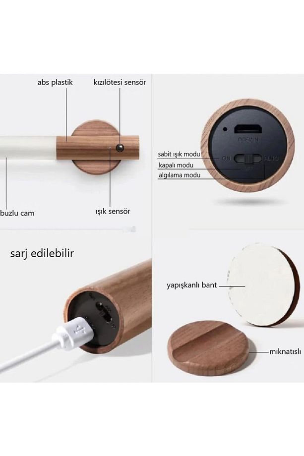 Akıllı Hareket Sensörlü Lamba 18cm Uzunluk Gece Lambası Işık İç Mekan Led Usb Şarjlı - 4