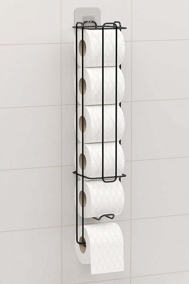 Yapışkanlı Tuvalet Kağıtlığı Şarjörü Wc Kağıtlık Yedekli Metal Tuvalet Kağıdı Tutacağı Askısı - 3