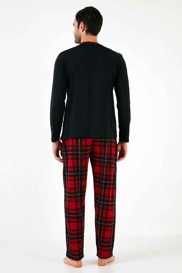 Ekoseli Pamuklu Regular Fit Uzun Kollu Pijama Takımı Erkek Pijama Takımı 60961004 - 8