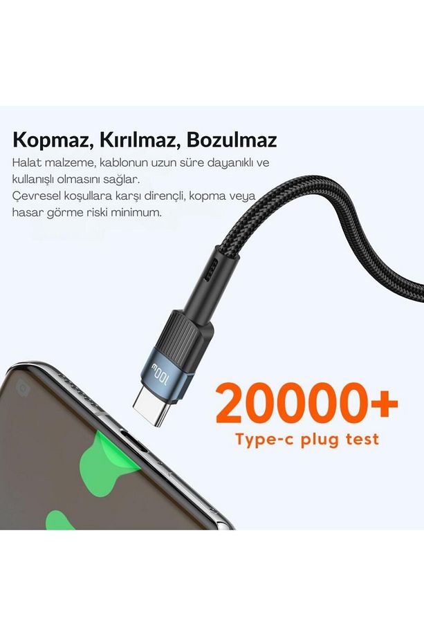 3 Metre Pd 100w Qc4.0 Süper Hızlı Type C To Type C Şarj Data Kablosu, Akım,ısı, Batarya Koru - 5