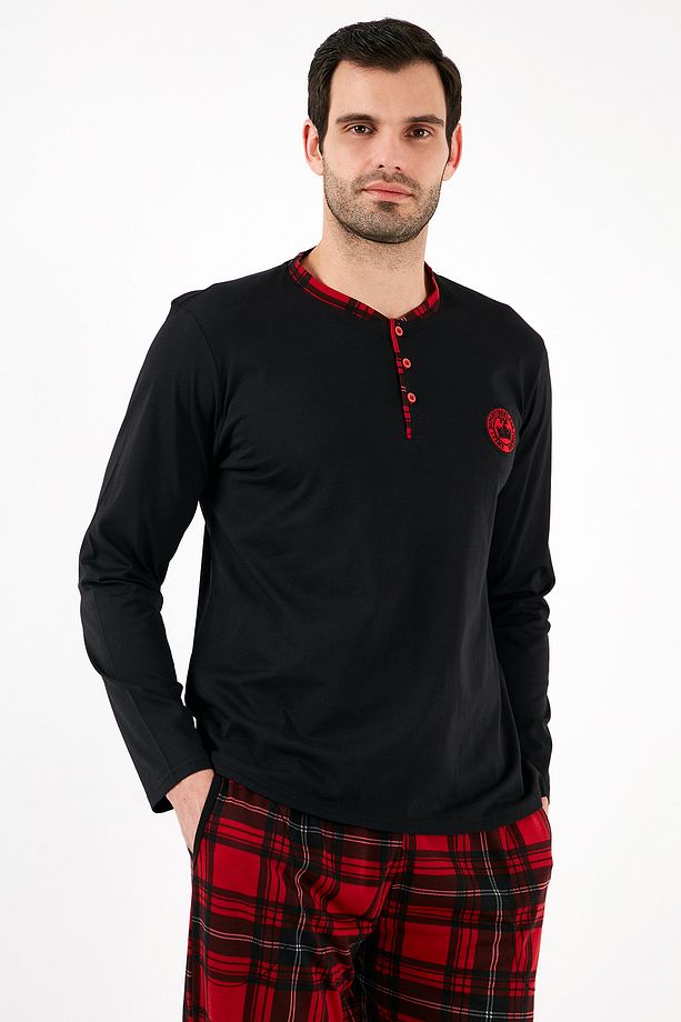 Ekoseli Pamuklu Regular Fit Uzun Kollu Pijama Takımı Erkek Pijama Takımı 60961004 - 7