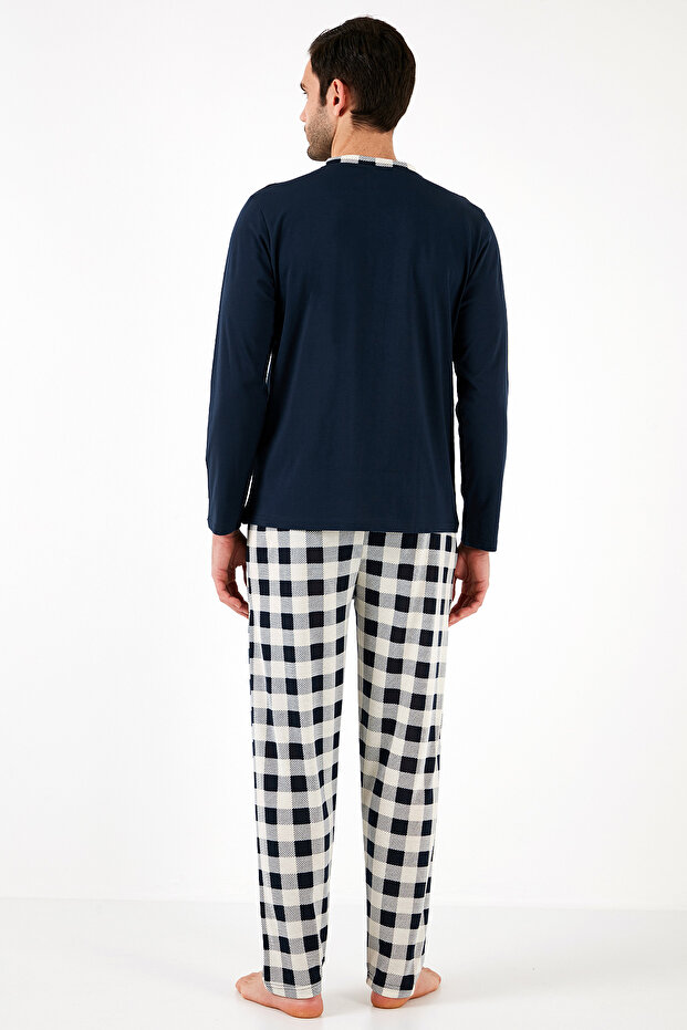 Kareli Pamuklu Regular Fit Uzun Kollu Pijama Takımı Erkek Pijama Takımı 60961003 - 8