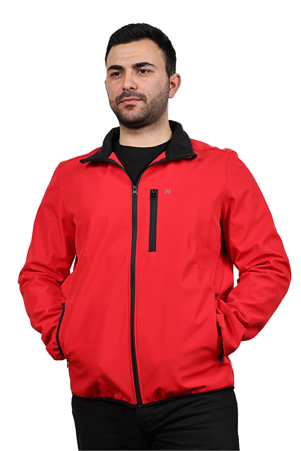 Kırmızı Softshell Dik Yaka Mont - 2