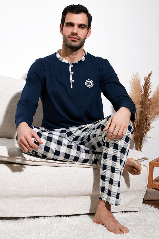Kareli Pamuklu Regular Fit Uzun Kollu Pijama Takımı Erkek Pijama Takımı 60961003 - 7