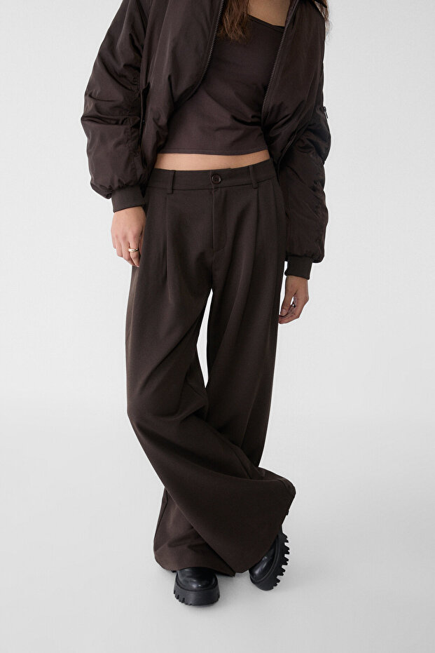 Pensli geniş paça kumaş pantolon - 2