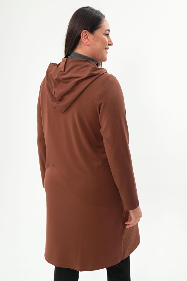 Large Size Diamond Pattern Zippered Brown Cap - 5