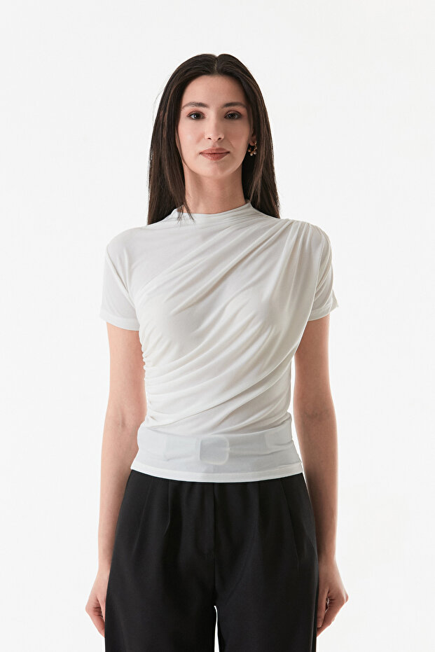 Basic Yanları Büzgülü Bluz - 8