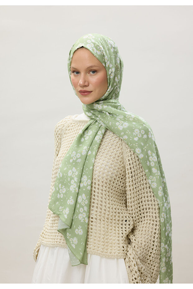 شال رامي منقوش باللون الأخضر الفاتح - 3